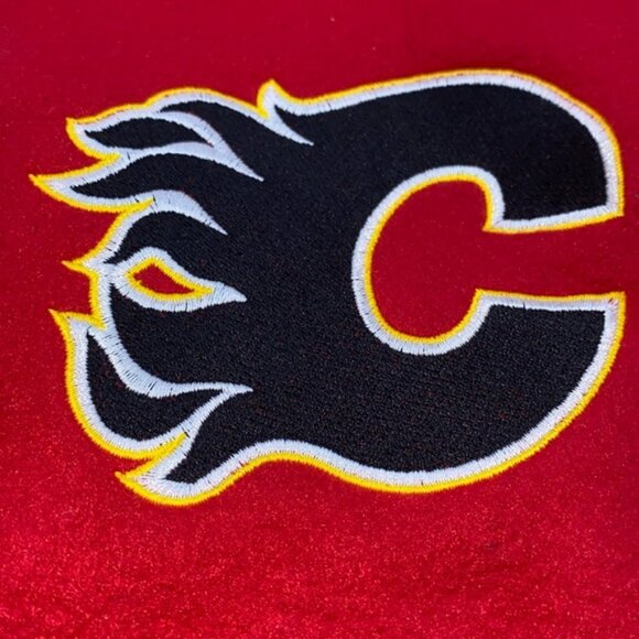 NHL Calgary Flames Hockey Team Dog Red Fleece Hoodie Sweater Size Medium - Picture 2 of 14